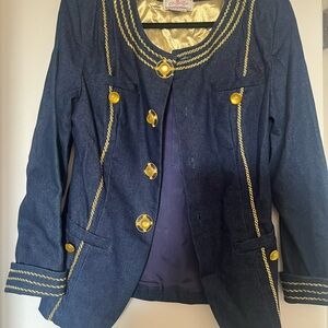 Cazelle Ciampi Dark Blue denim Blazer with Gold Buttons